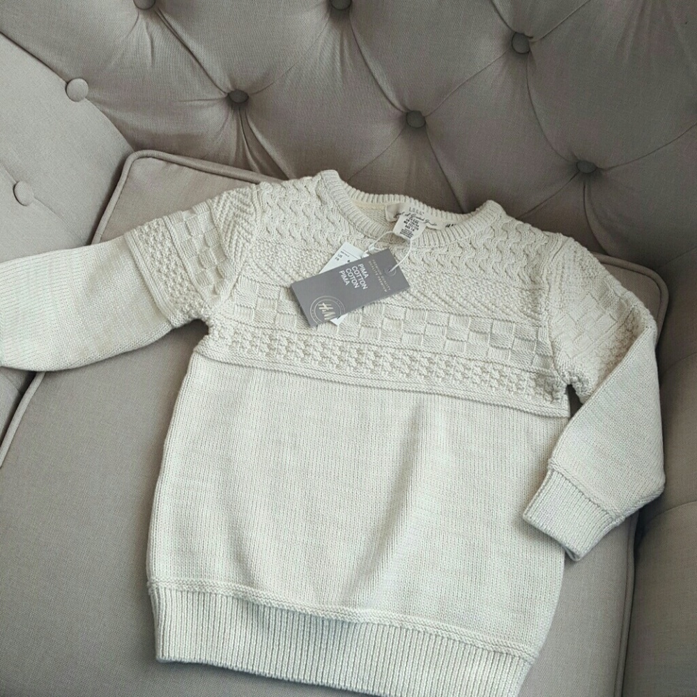 Pima cotton girl's knitted beige sweater - Picture 2 of 6